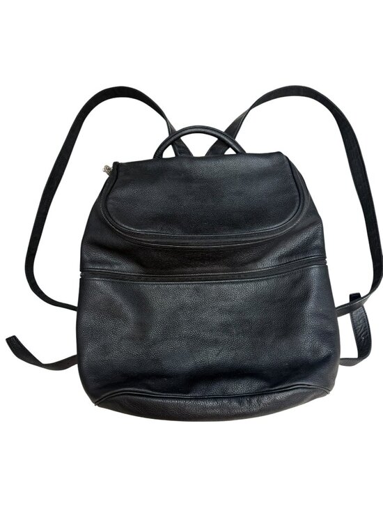 VGUC Vintage Longchamp Black Pebbled Leather Backpack EUC Large Travel Work Bag main image 4